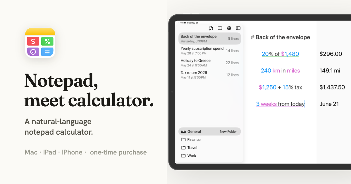 Soulver product screenshot
