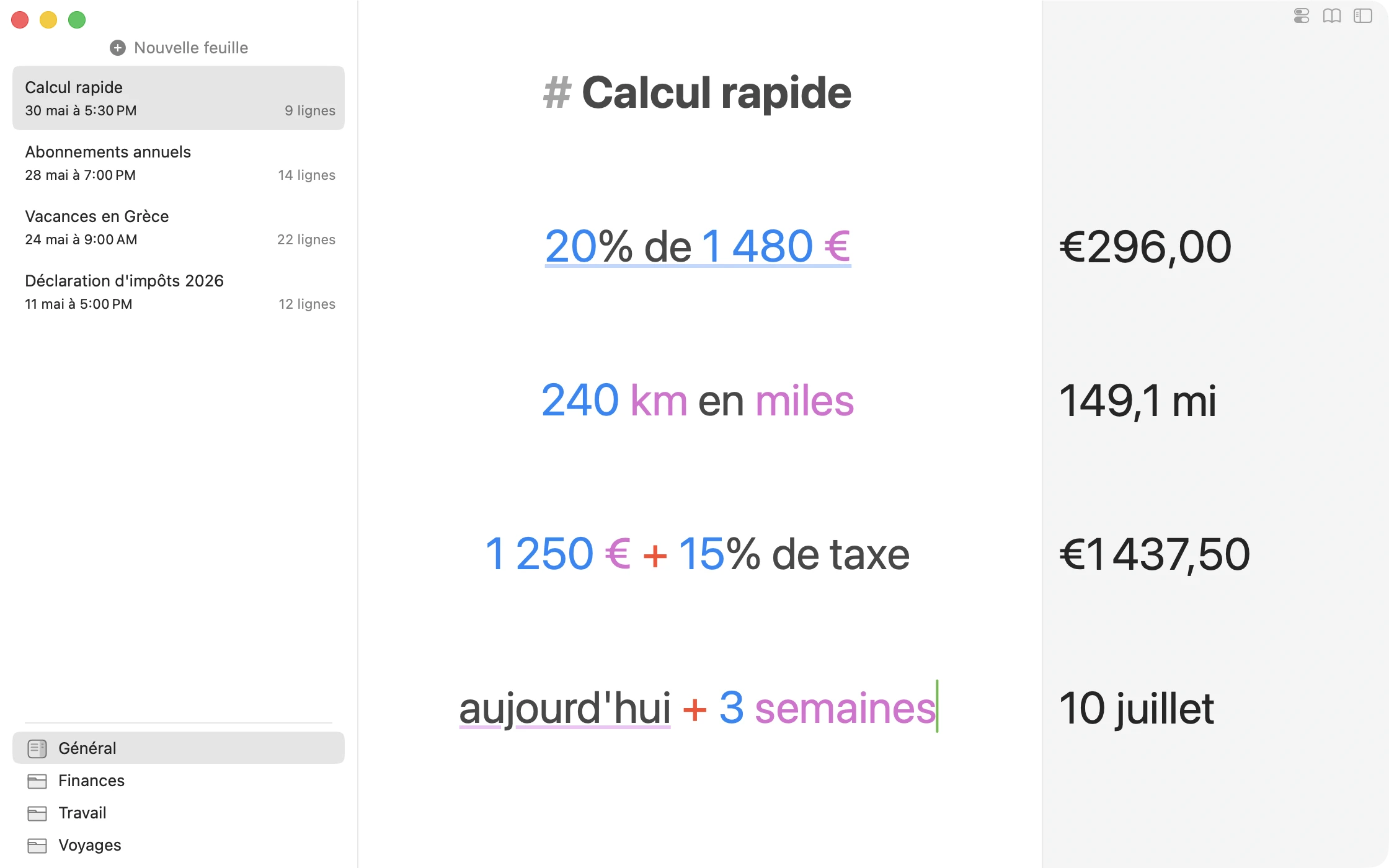 Soulver en cours d’exécution sur Mac